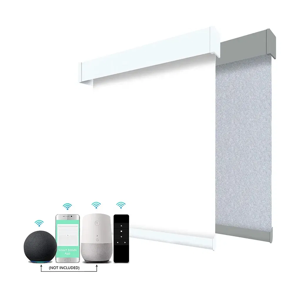 Double Layered Automated Shades Smart Window Motorized Roller Blinds Without Drilling
