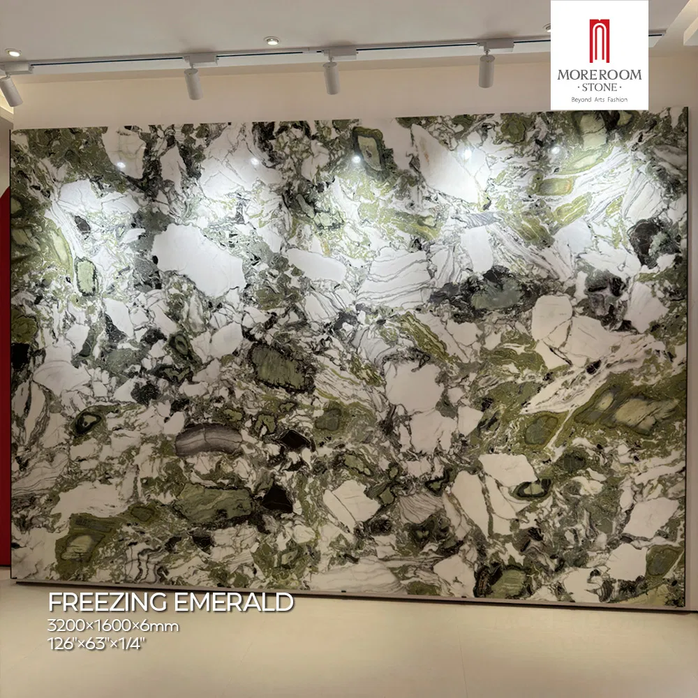 Sintered Stone Green Marble Slab Freezing Emerald for Luxury Coffee Table and Dining Table Tops