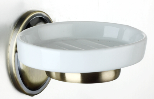 Мыльница настенная золотая с керамической подставкой NC54045