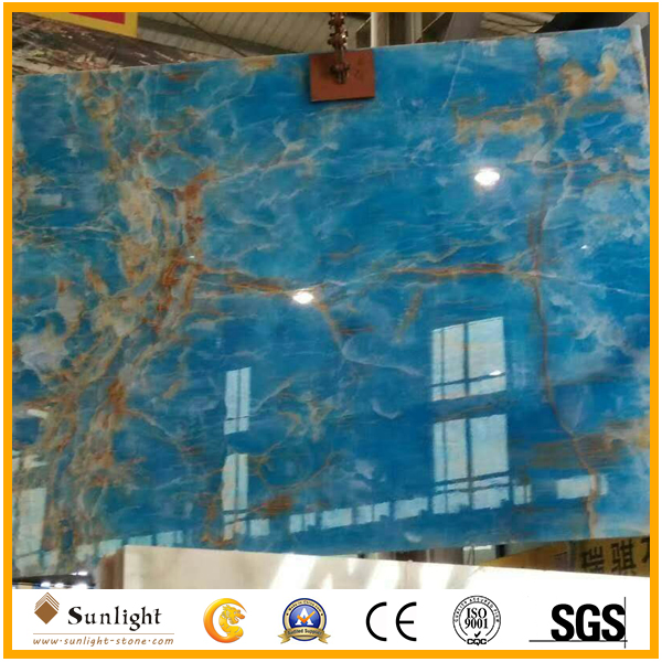 Natural Luxury Building Material Stone Transparent Blue Onyx for Wall Clad