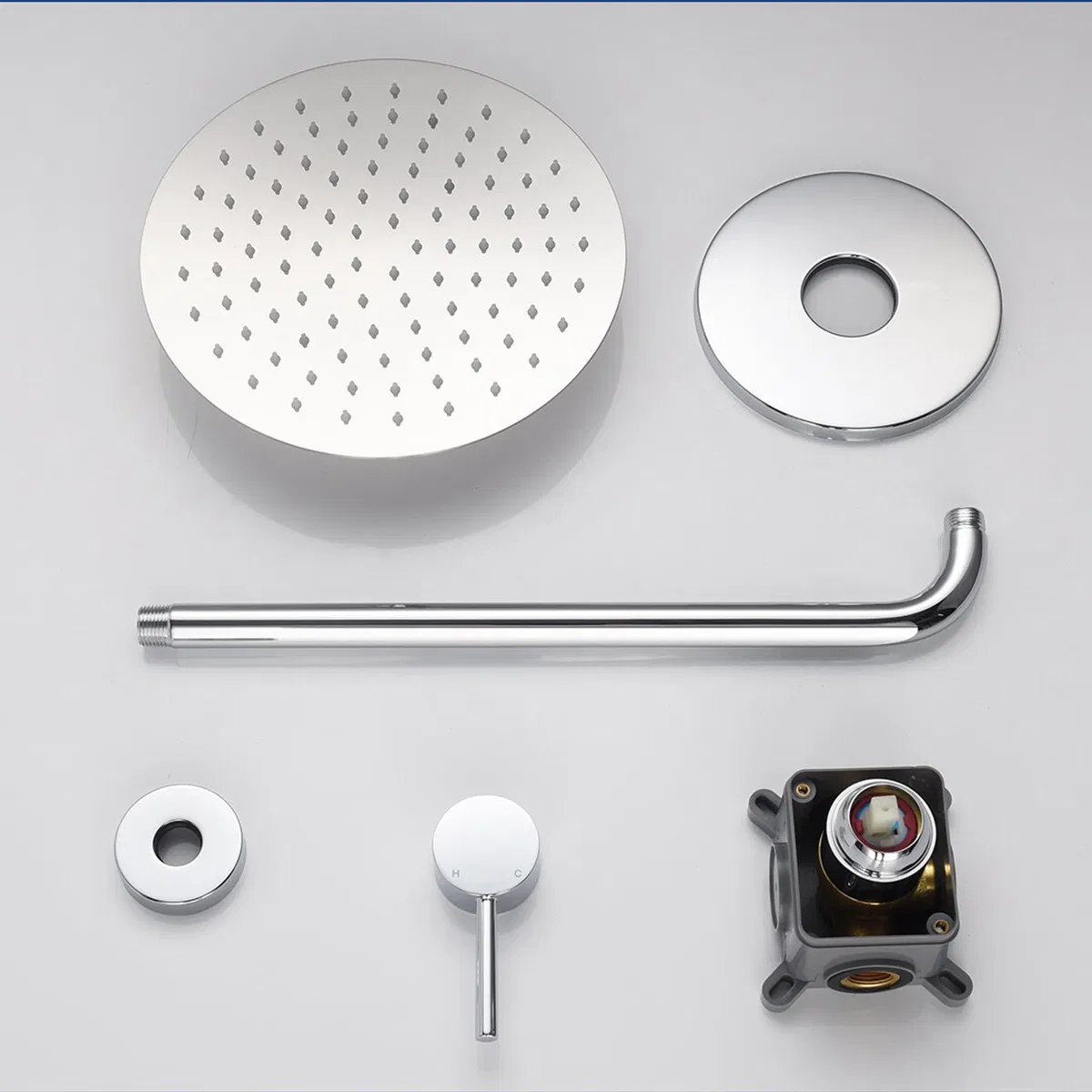 Wall Mount Pressure Balance Shower Faucets Sets Complete Rain Shower Head Shower Valve and Trim Kit