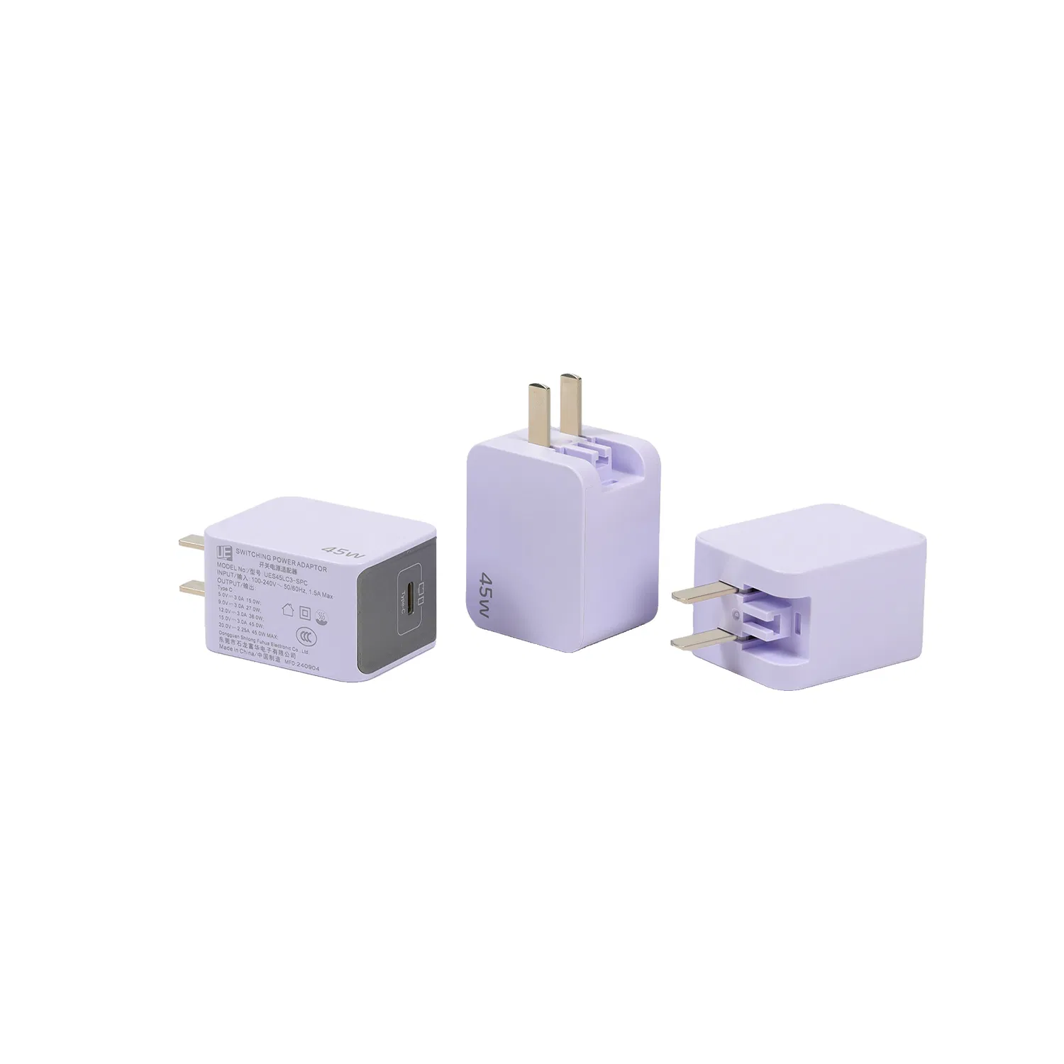 45W Super Fast Charger Travel Power Adapter Mobile Phone Wall Charger Us Foldable Plug for America Japan Canada