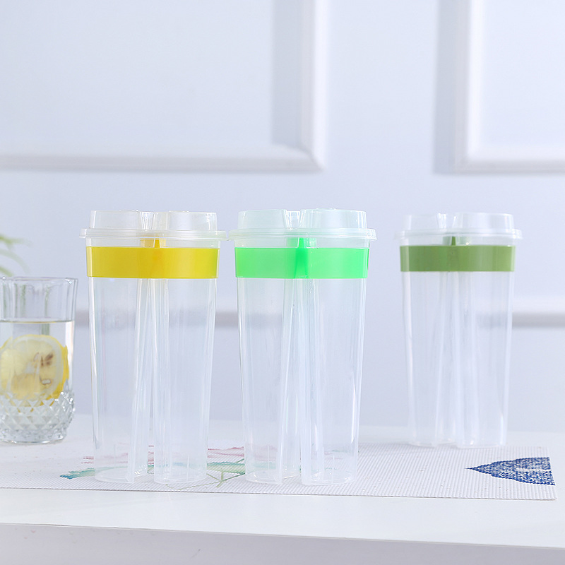 Disposable Sisters Sharing Cup with Lid for Bubble Tea Plastic Products