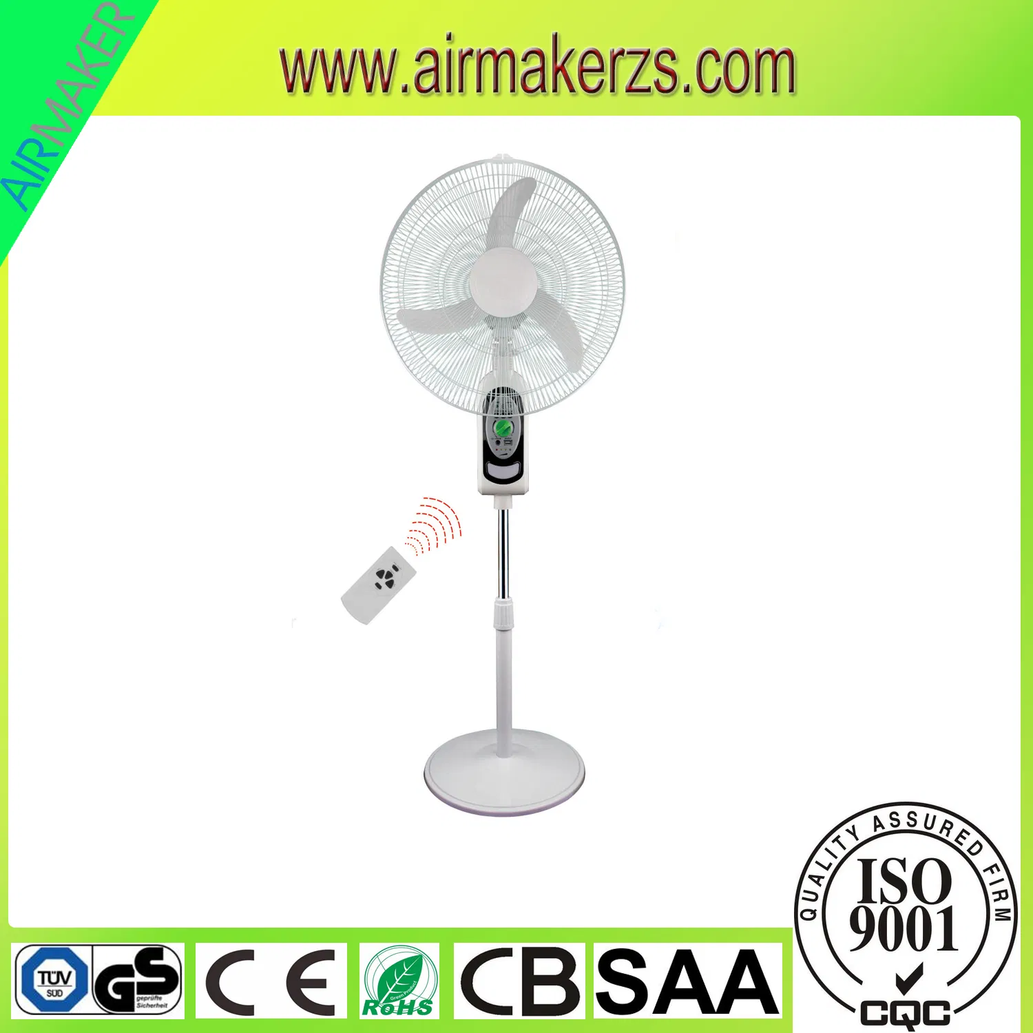 16 Inch Rechargeable Stand Fan with Remote, 20LED Emergency Light, Chargeable with AC/DC/Solar Panel CE Rsf-40