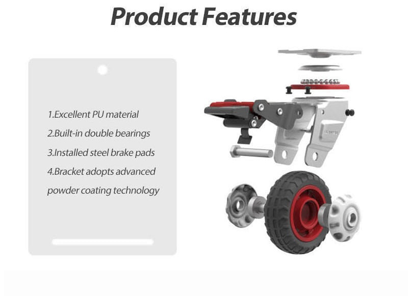 China Manufacturer 4inch Medium PU Universal Brake Swivel Fixed Wheels Caster