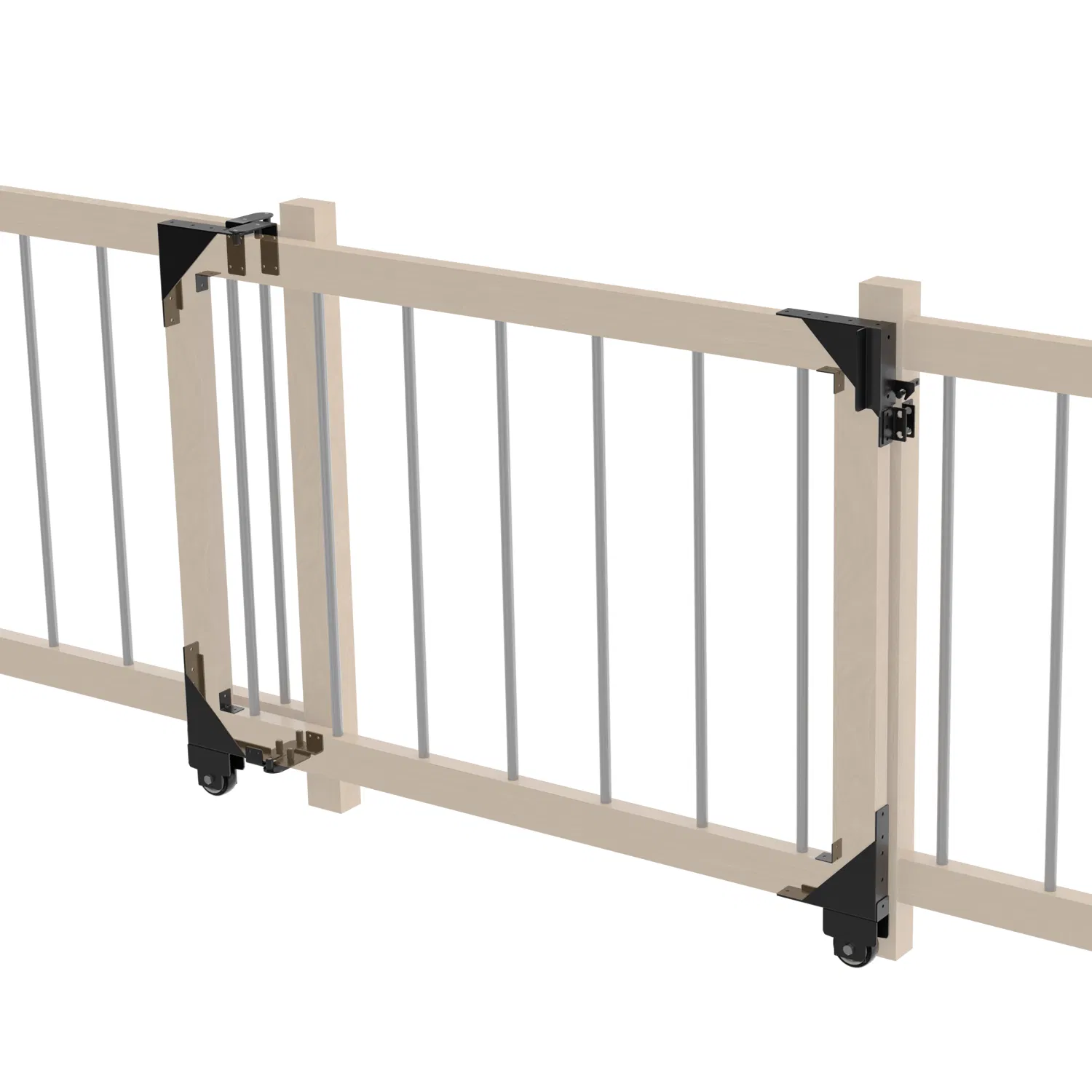 Sliding Gate Kit, Adjustable Door Hardware Kit for Wood Fence