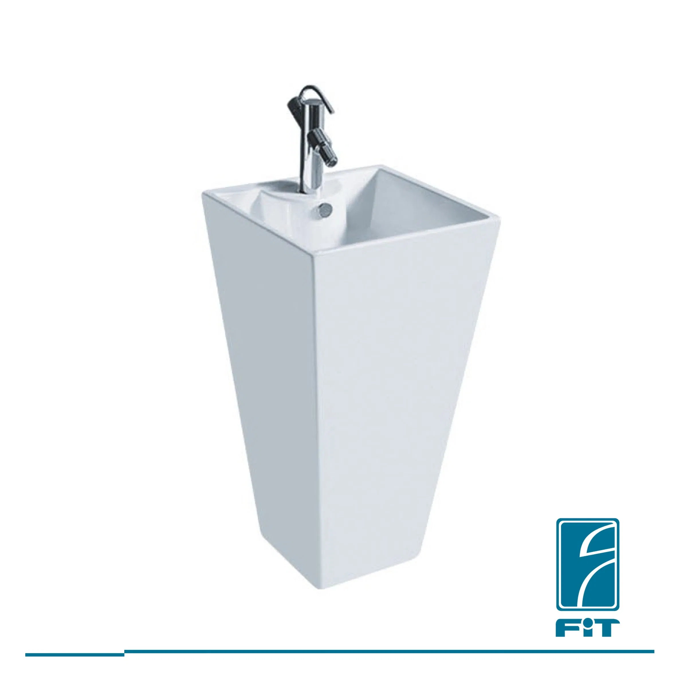 Standing Floor Pedestal Sink Porcelain White Ceramic Wash Basin Bathroom