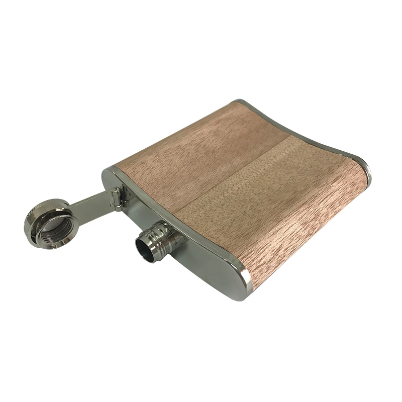 Metal Hip Flask Drinking Wooden Veener Wrapped Metal Hip Flask for Pennypacker Stolichnaya