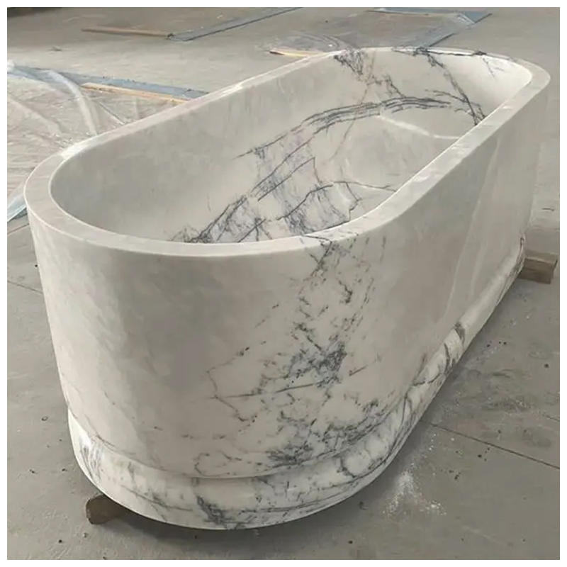 Milas Lilac Marble Freestanding Bath Tub
