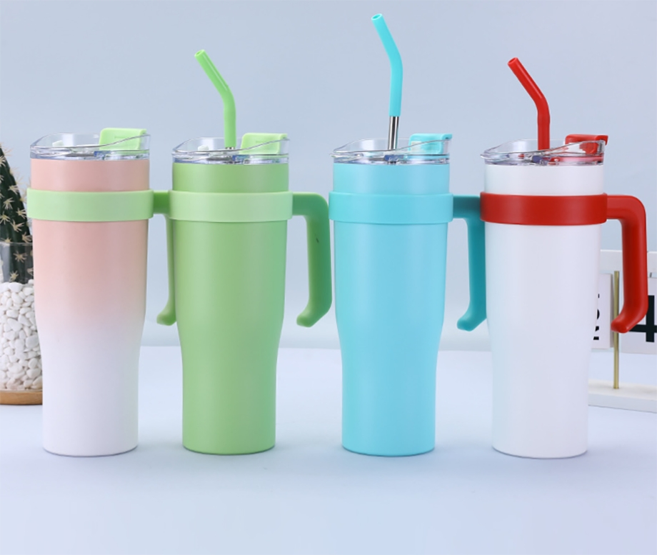 Hot Selling Stainless Steel Travel Mug 40oz Insulated Vacuum Tumbler with Handle and Straw