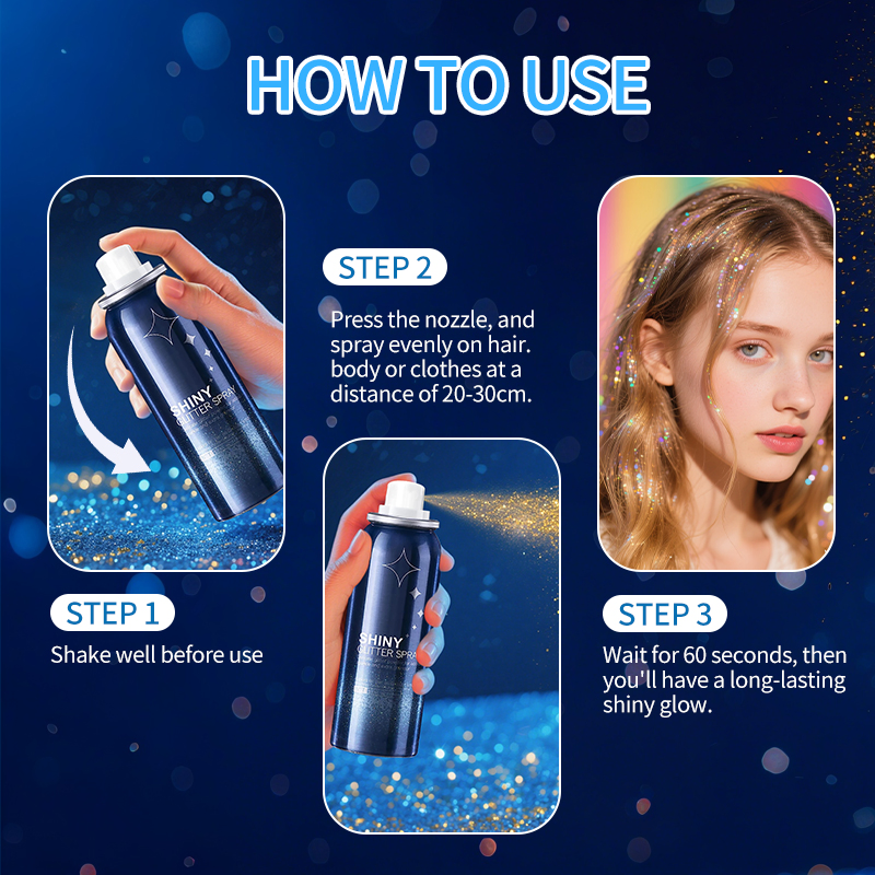 Hair Shimmer Spray Wholesale Party Makeup Shiny Gold Purple Glitter Powder Setting Spray