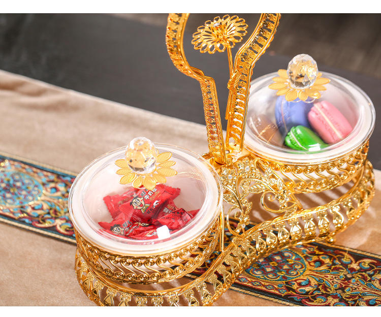 Golden Metal with Lid in Living Room Candy Box