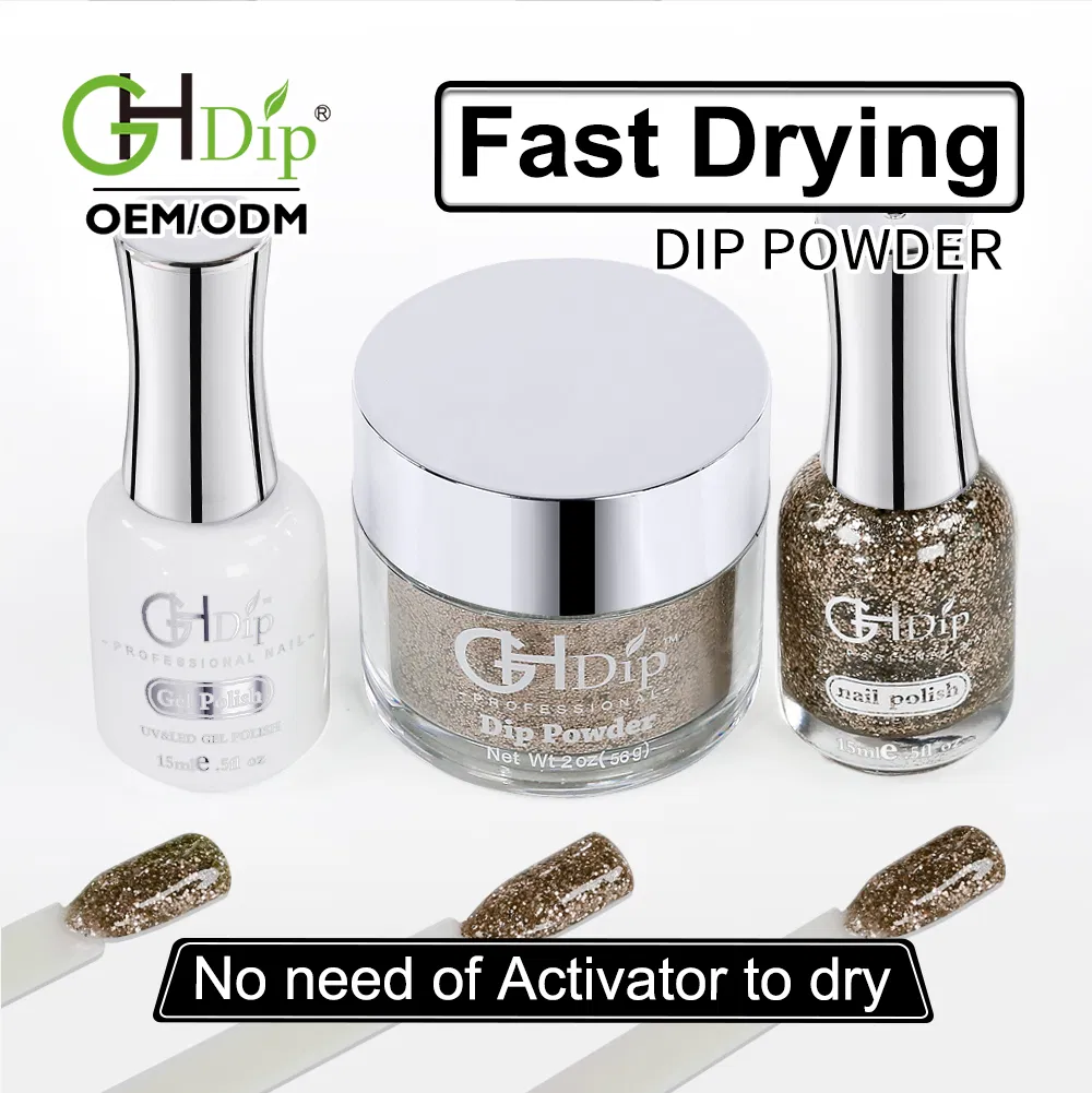 Perfect Color Match 3in1 Set Glitter Nail Dipping Powder with Gel Polish and Nail Lacquer