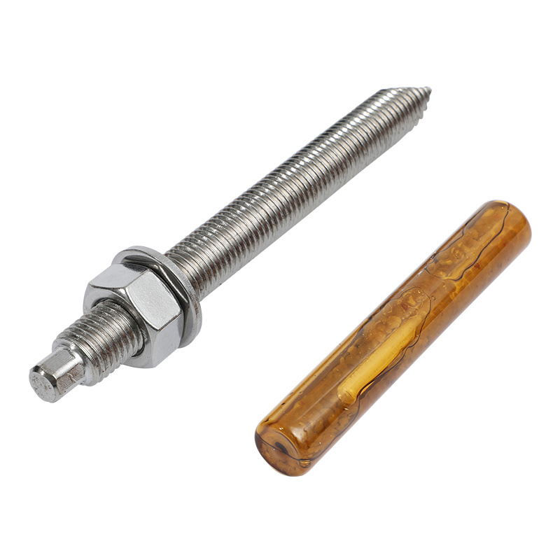 Yellow Zinc Galvanized Double Head Through Stud Bolt Chemical Anchor Bolt with Hex Nut and Washer