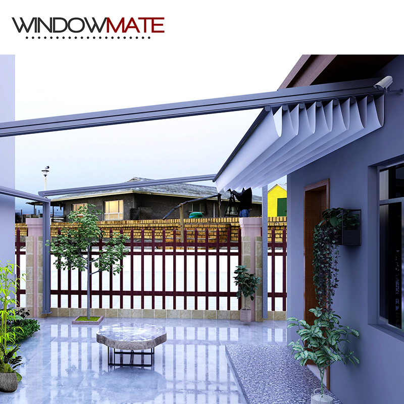 Family Outdoor Lounge Retractable Awning Roof Electric Track Sliding Roof