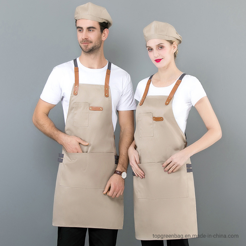 2025 Custom Logo Waterproof Kitchen Apron Fpr Cooking Mens and Womens Professional Chef or Server Bib Apron with Adjustable Straps