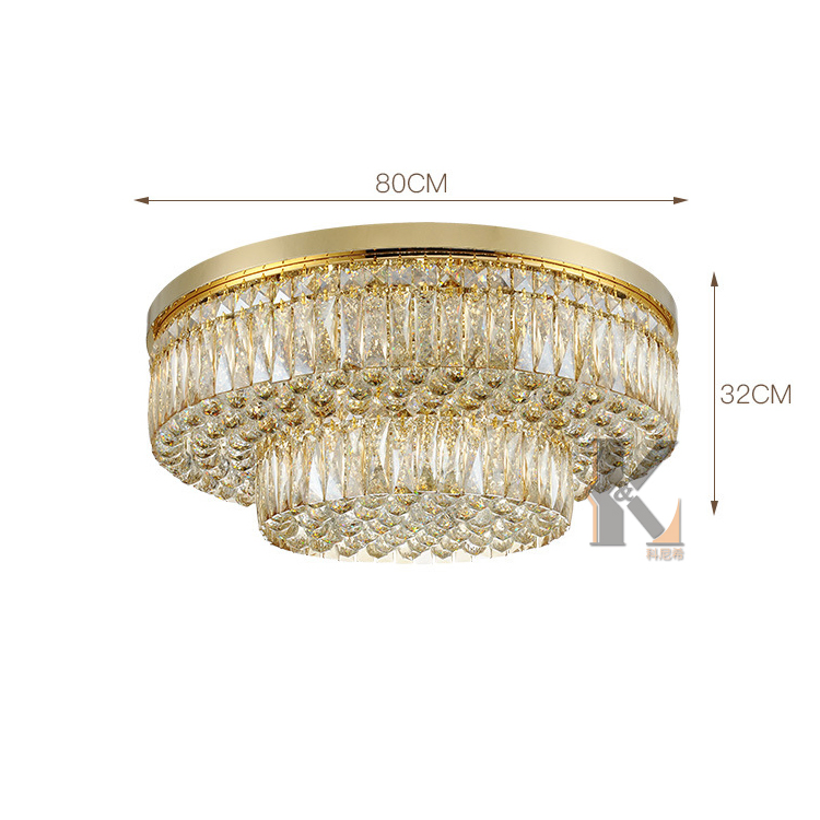 Modern Living Room Fancy Ceiling Lamp High Chandelier Lighting Gold Metal Crystal Hanging Lamp for Wedding Restaurant