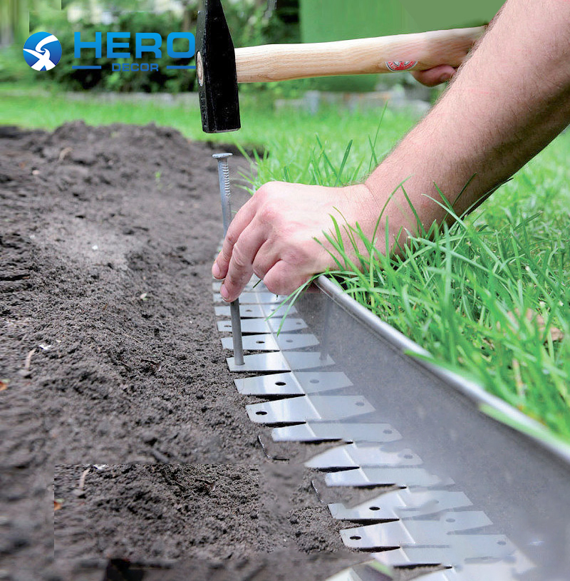 Size Bendable Grass Border Corrosion-Resistant Customized Aluminium Garden Flower Bed Landscape Edging Border Hero Metal Flower Bed No-Dig Edge Strip