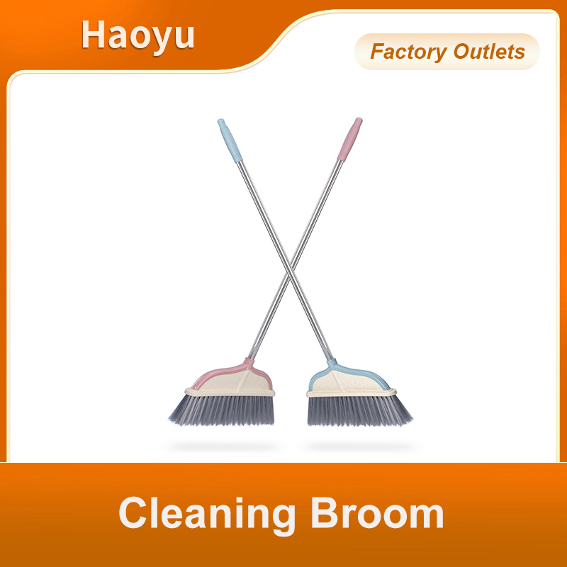 Durable Household Cleaning Tools Plastic Push Broom Broom with Detachable Long Handle and Bristles Stiff-Bristle Angled Broom Indoor/Outdoor Cleaning Broom