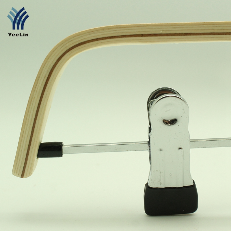 Wholesale Clothes Store Laminated Wood Pants Hangers Non-Slip Household Garment Trouser Rack Wooden Hanger with Clips