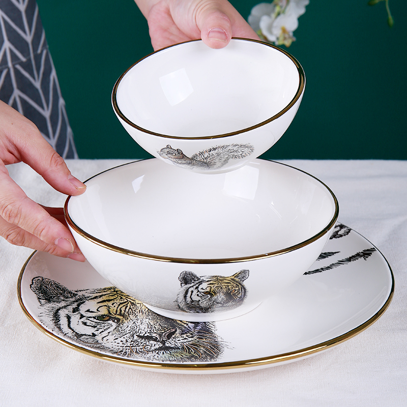 Wholesale High Quality Decal Animal Pattern Soup Ceramic Dinner Bowl