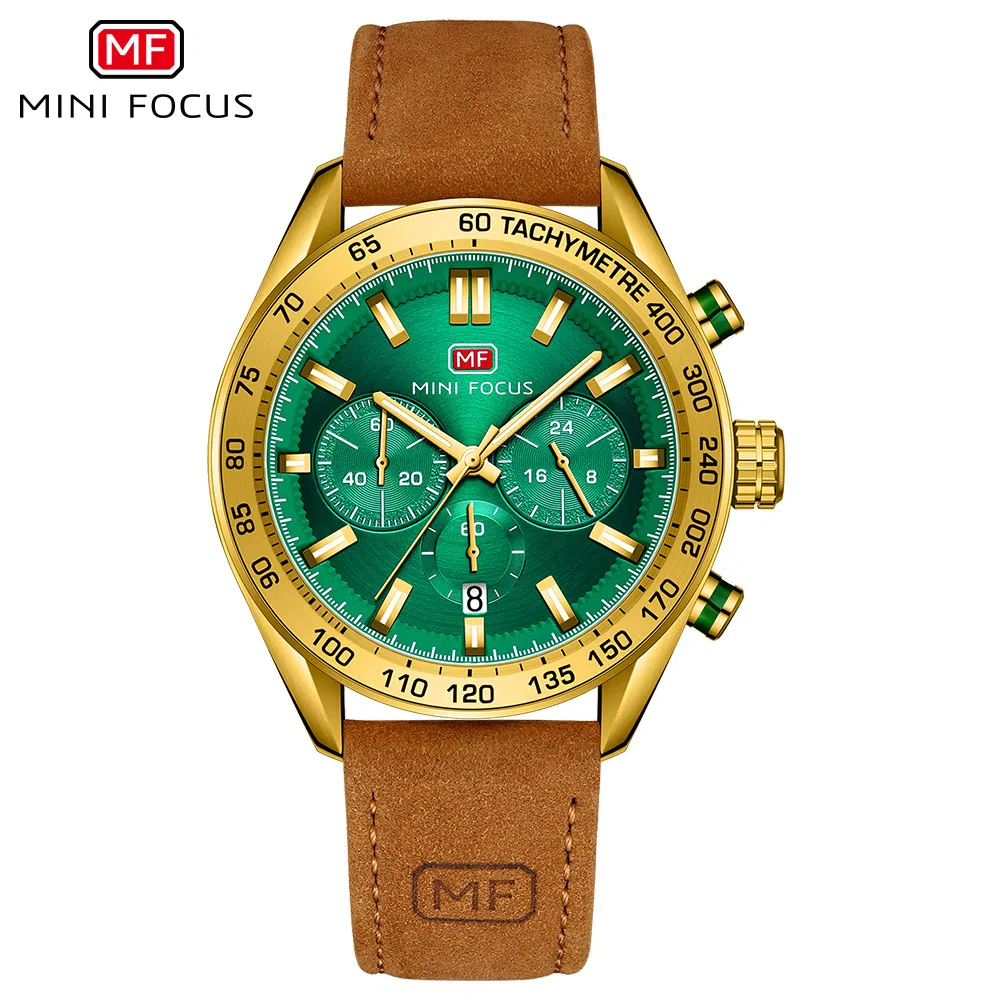 Mini Focus Mf0403G Leather Band Men's Fashionable Casual Luminous Quartz Watch