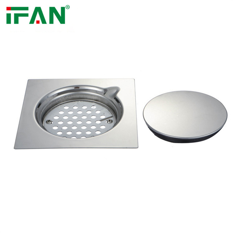 Ifan Wholesale Hot Selling Bathroom Stainless Steel Brushed Silver Square Shower Drainer Linear Floor Drain