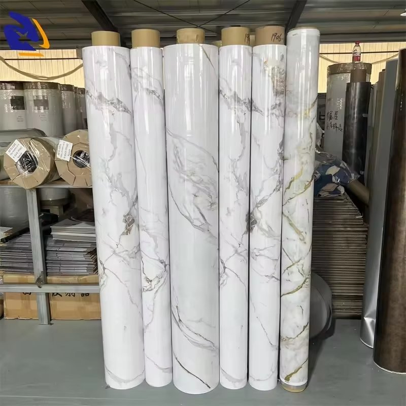 White Marble Gilding PVC Decorative Film for Wall Panel Not Self Adhesive