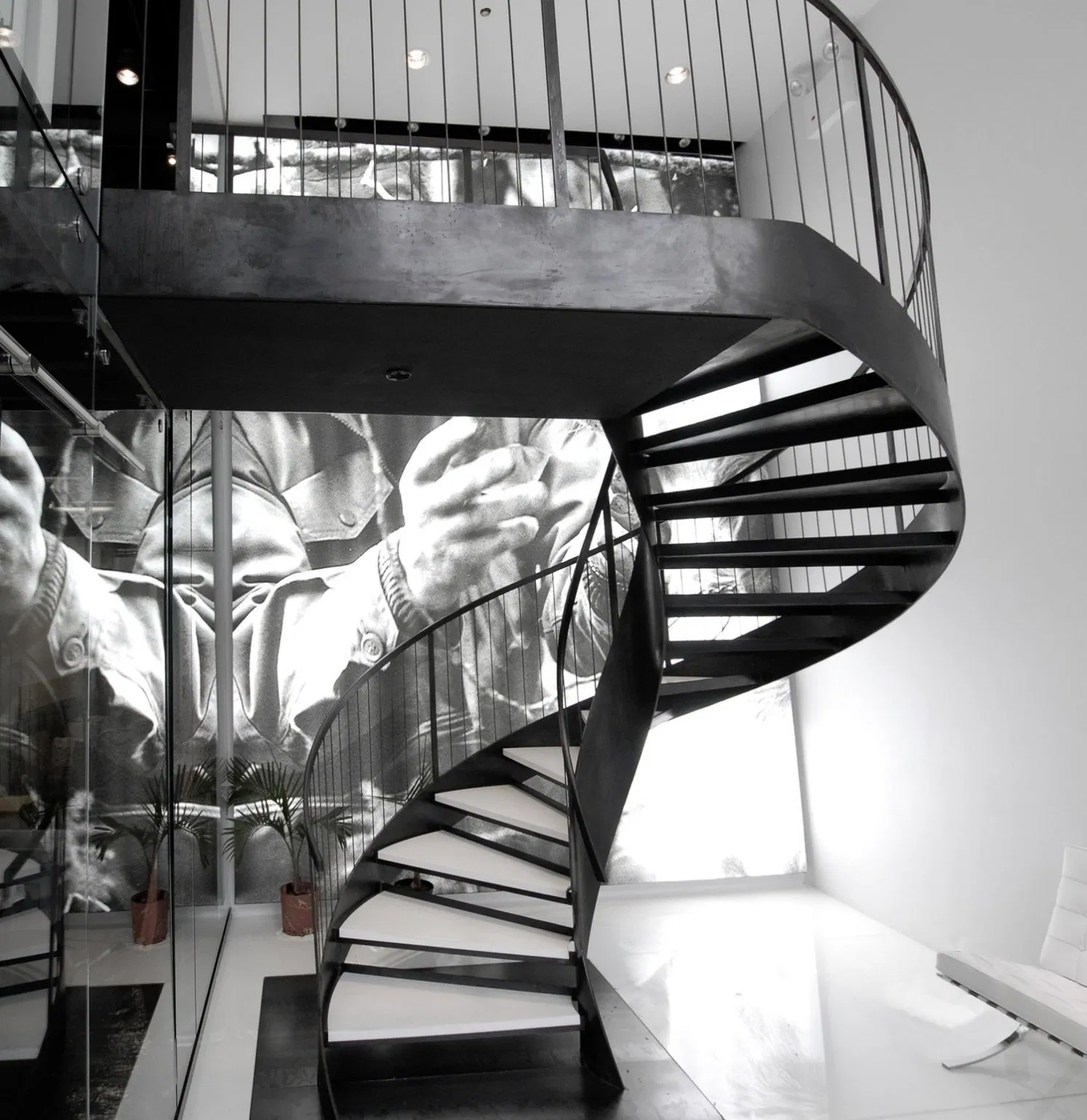 Commercial Building Interior Solid Wood Steel Used Spiral Staircase Design