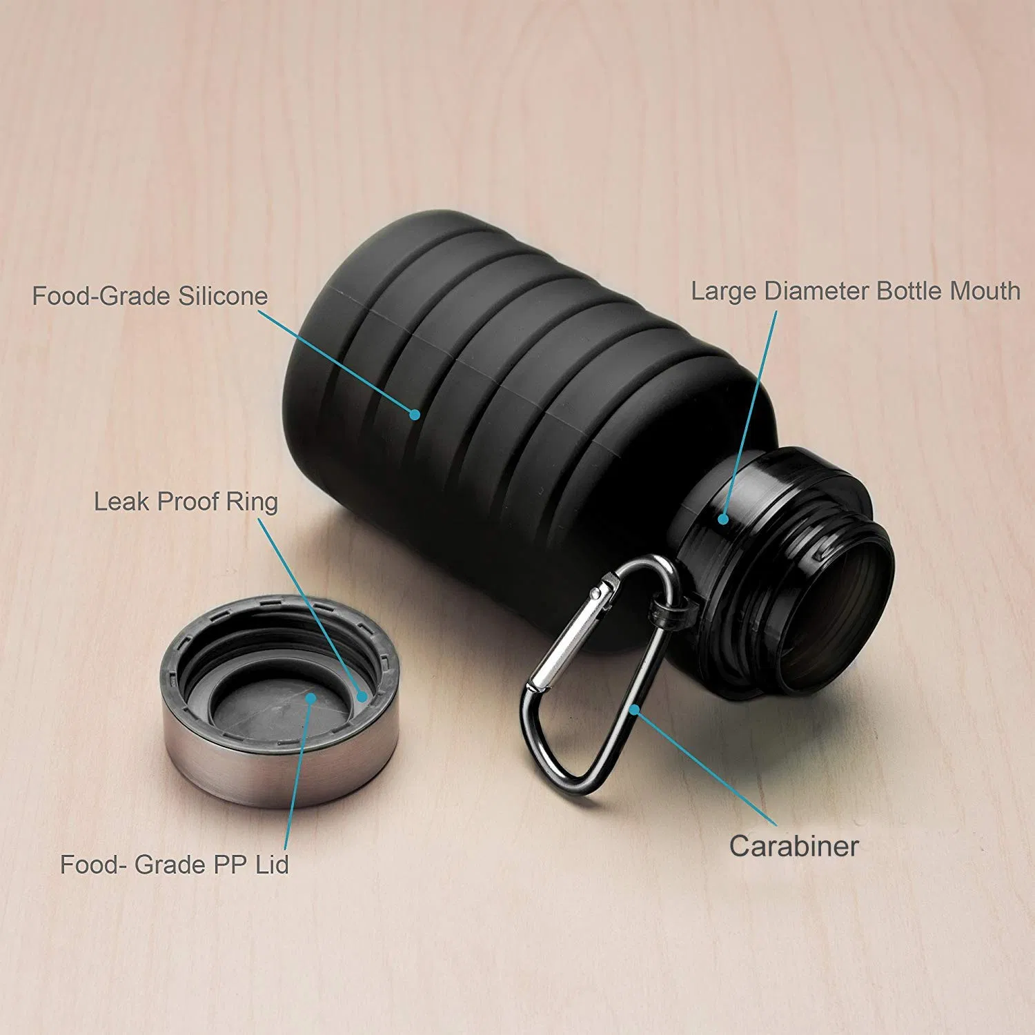 550ml Collapsible Foldable Drink Silicone Water Bottles