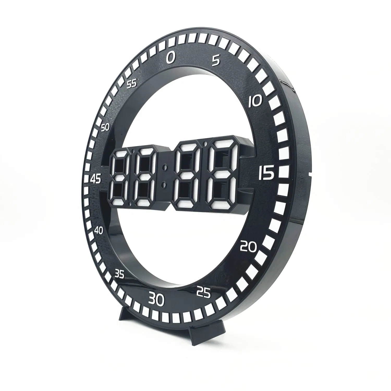 Black Digital LED Wall Clock with Date and Temperature Display