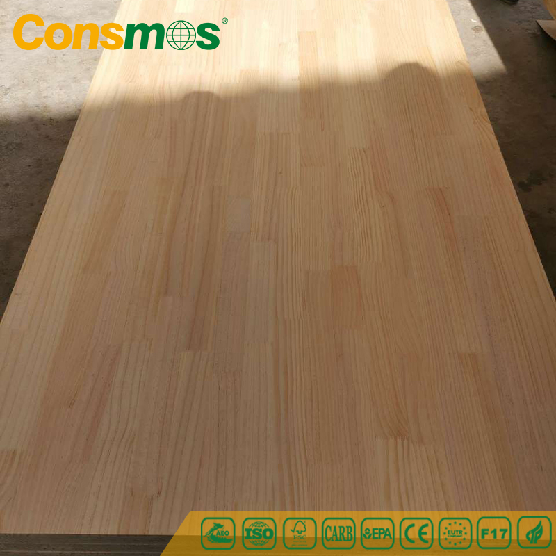 Consmos Waterproof UV Coated Radiata Pine Solid Wood Furniture Panel Finger Jointed Lumber Board