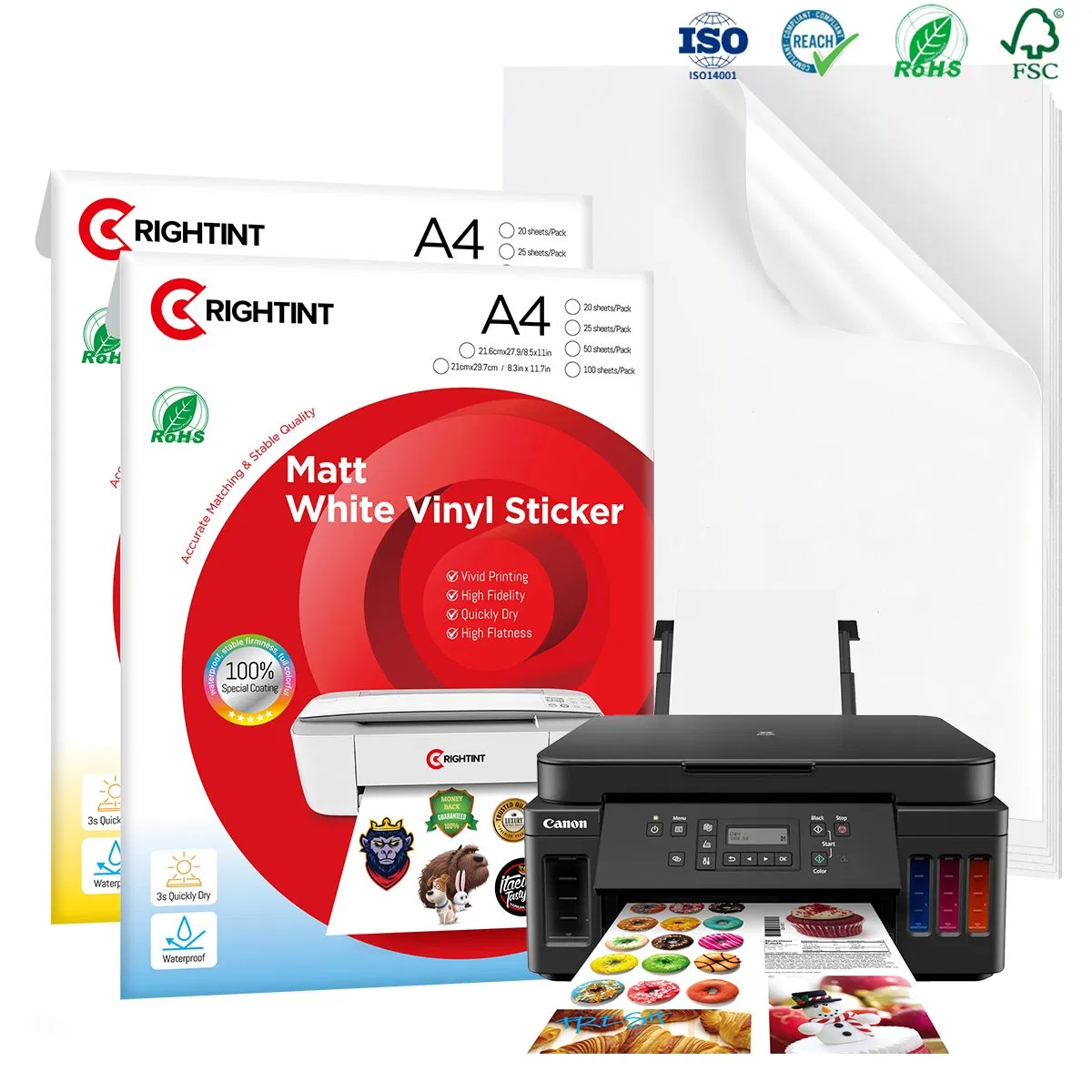 Waterproof Inkjet Printable Matte PP Custom Adhesive Label