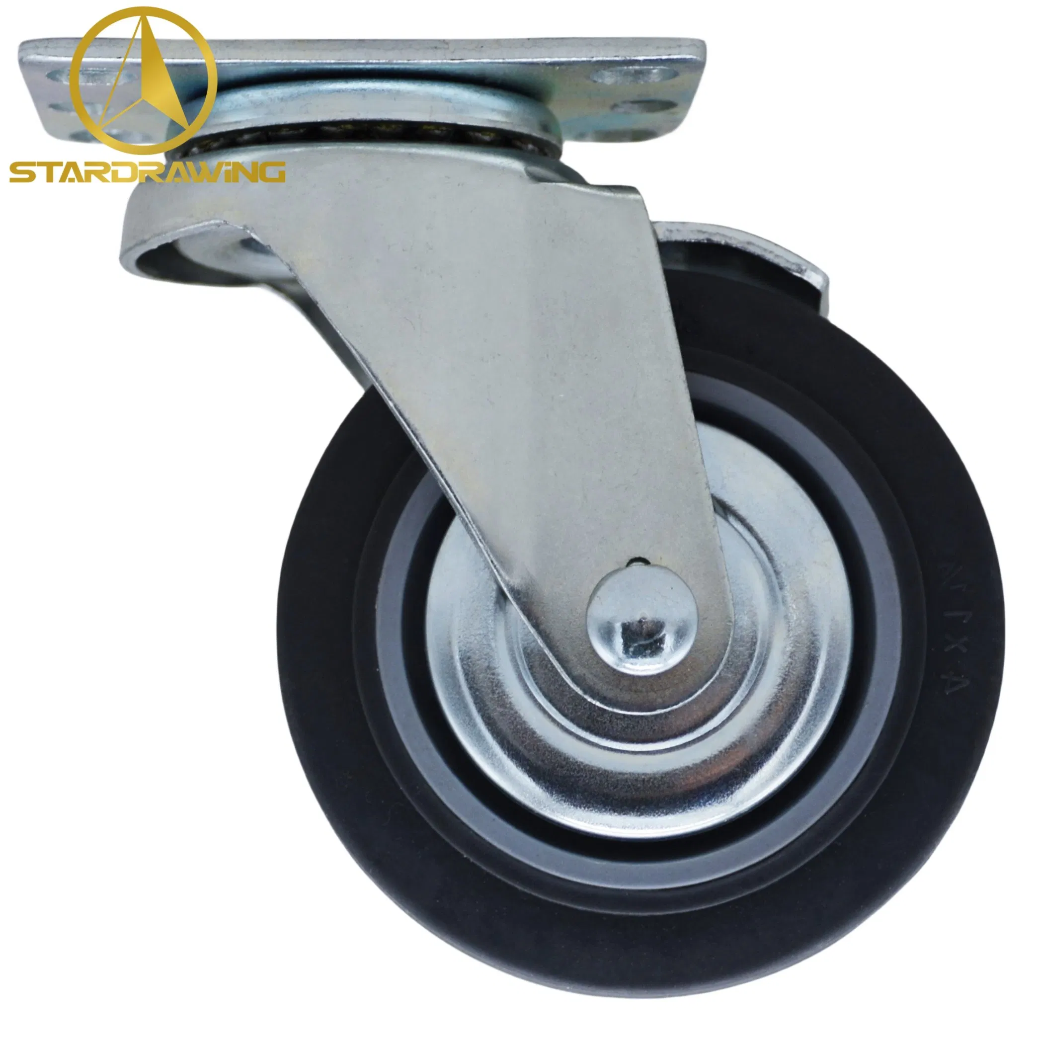 Stardrawing 4inch 100mm Swivel TPR Rubber Caster Wheel with Side Brake