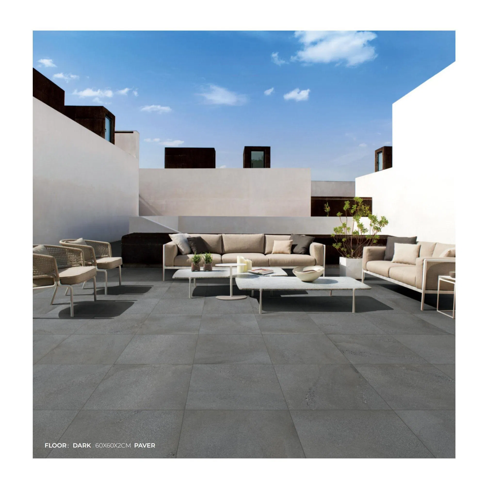 2 Cm Thickness Outdoor Porcelain Tile of 600*600 600*1200mm for Villa Gareden Hotel Square Driveway Paver Non Slip Floor Tiles