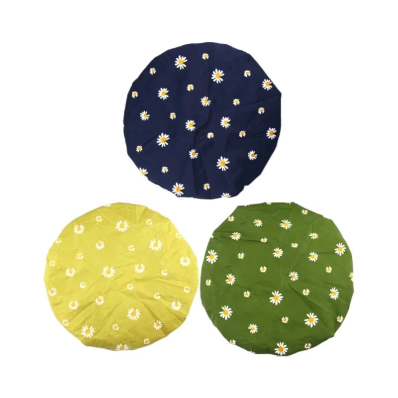 Promotional Hot Sale Waterproof Adjustable Double Layer Lining Shower Caps