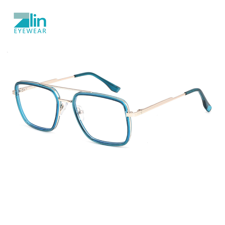Zlin Eyewear Men Women Double Brige Metal Tr90 Blue Light Blocking Eyeglasses Frames