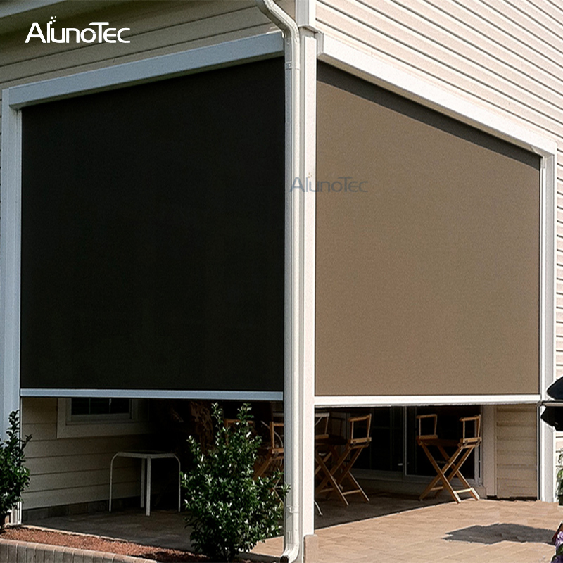 New Style Waterproof Sun Shading Outdoor Garden Fabric Roller Blinds Kits Zip Side Screen by Motor or Manual