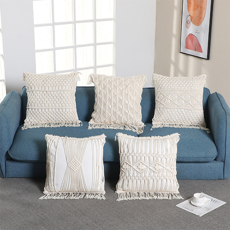 Custom Pillow Cushion Cover Living Room Sofa Decorative Crochet Boho Sofa Room Pillow Cover Case