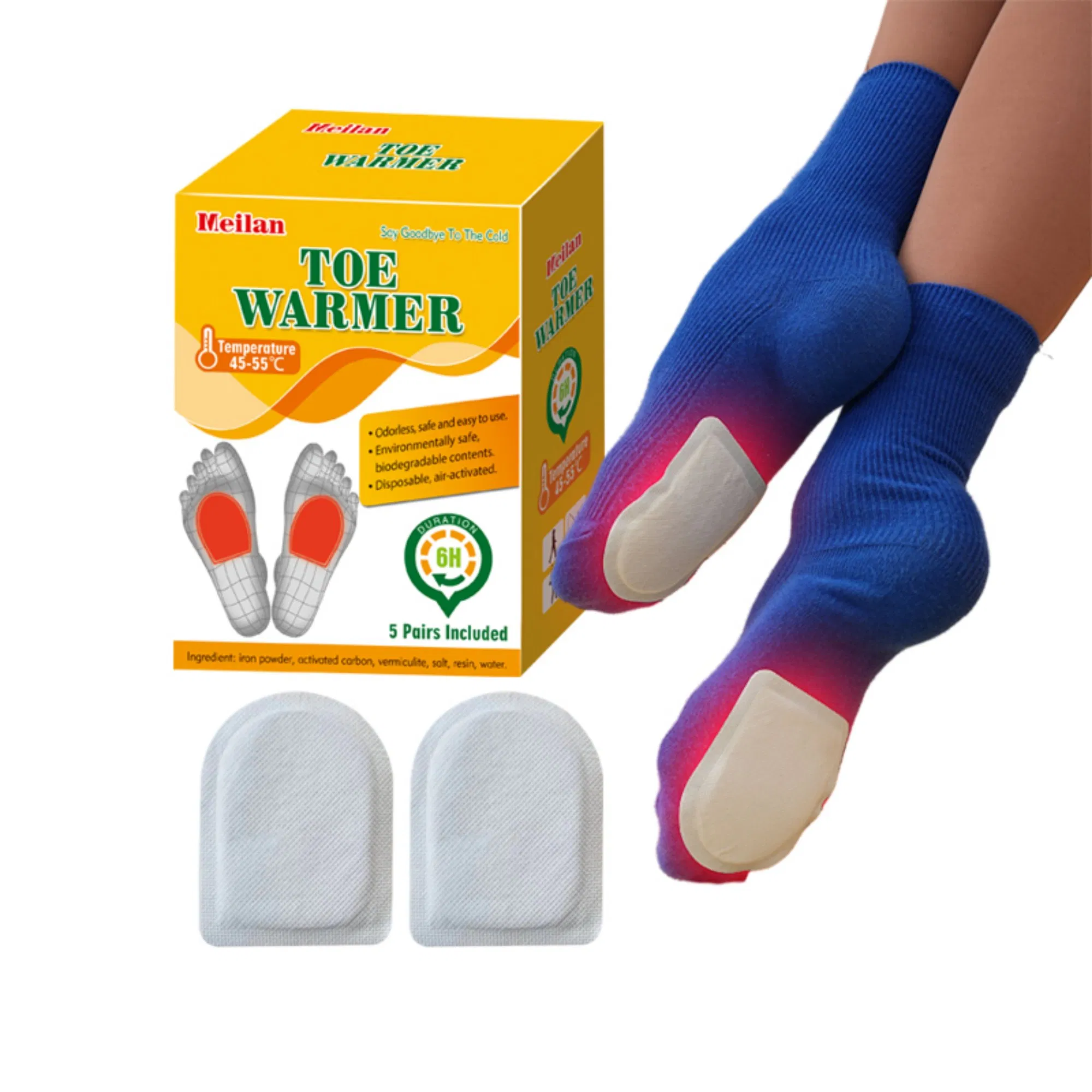 Self-Heating Simple Operation Comfortable Toe Insole Foot Warmer Suitable for All Ages