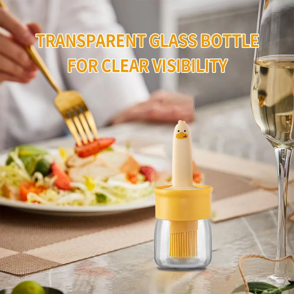 200ml Wide Mouth Oil Jug Olive Oil Bottle Food Grade Glass Oil Bottle with Silicone Brush