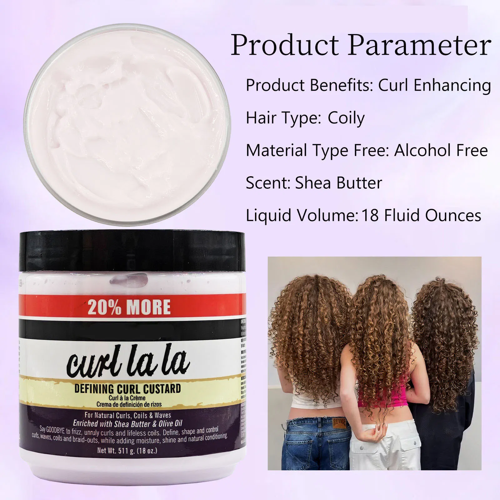 Cangty ODM OEM Wholesale Deep Hydrates Styling Hair Curly Cream 511ml Enhance Shine Permanent Hair Curling Cream for Natural Hair