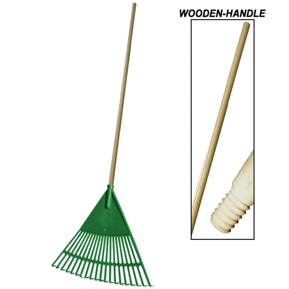 Teeth Heavy Duty Steel Garden Lawn Rake with Wooden Handle