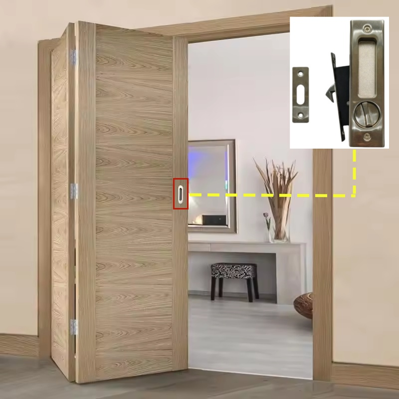 Sliding Bathroom Door Hook Lock Cupboard Hidden Concealed Door Steel Lock Set with Key for Wooden Aluminium Glass Cabinet Door