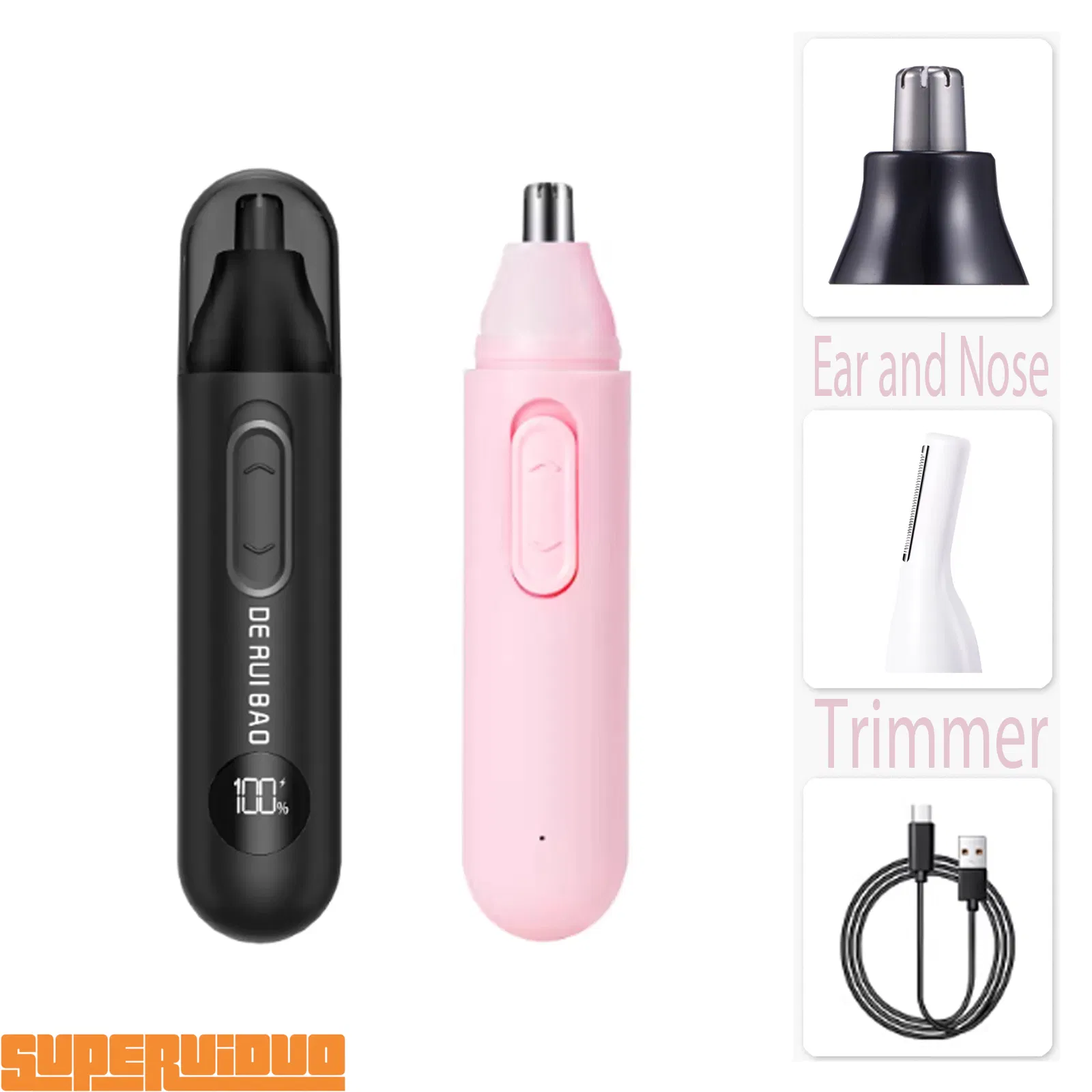 Deep Cleaning Detachable Blade Head Ear and Nose Trimmer