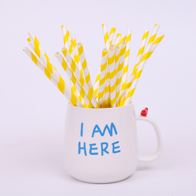 Hot Sale Party Accessory Custom Assorted Colorful Eco Friendly Stripe Disposable Straw Paper Biodegradable Paper Straws