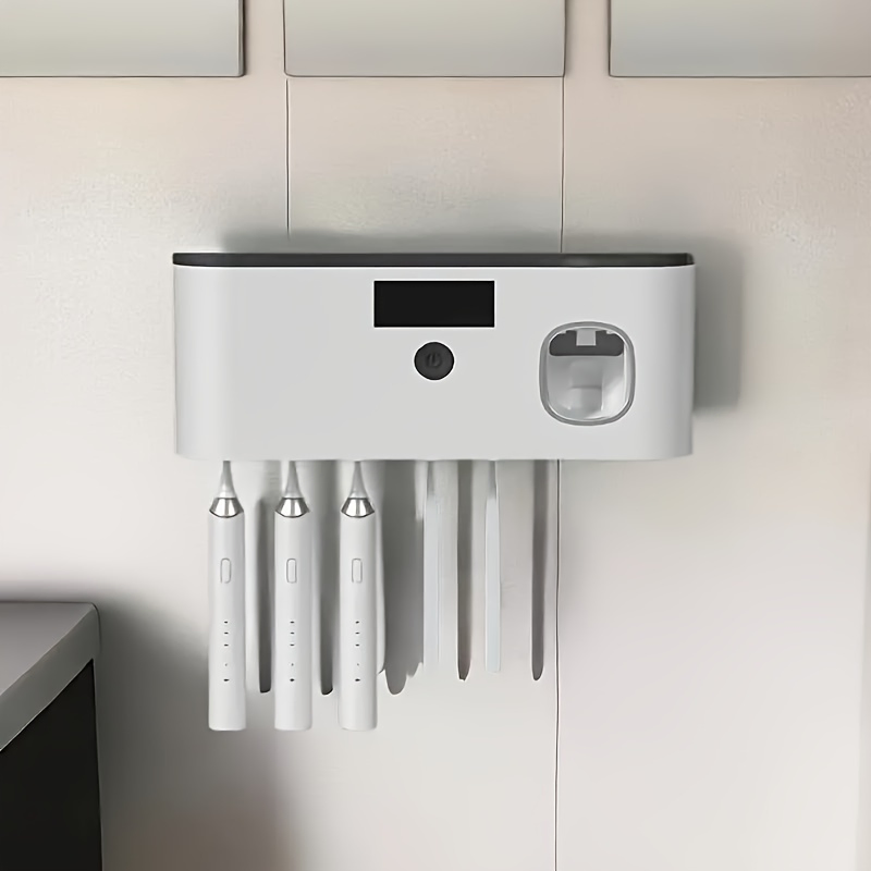 Punch-Free Cordless Bathroom Toothbrush Holder Sterilization USB Charging UV Disinfection Toothbrush Toothpaste Sterilizer