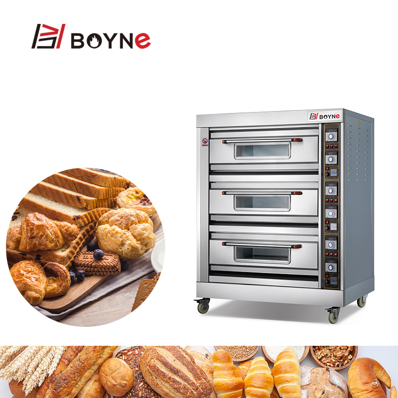 Electric 3 Layer 6 Tray Deck Oven for Baking Shop