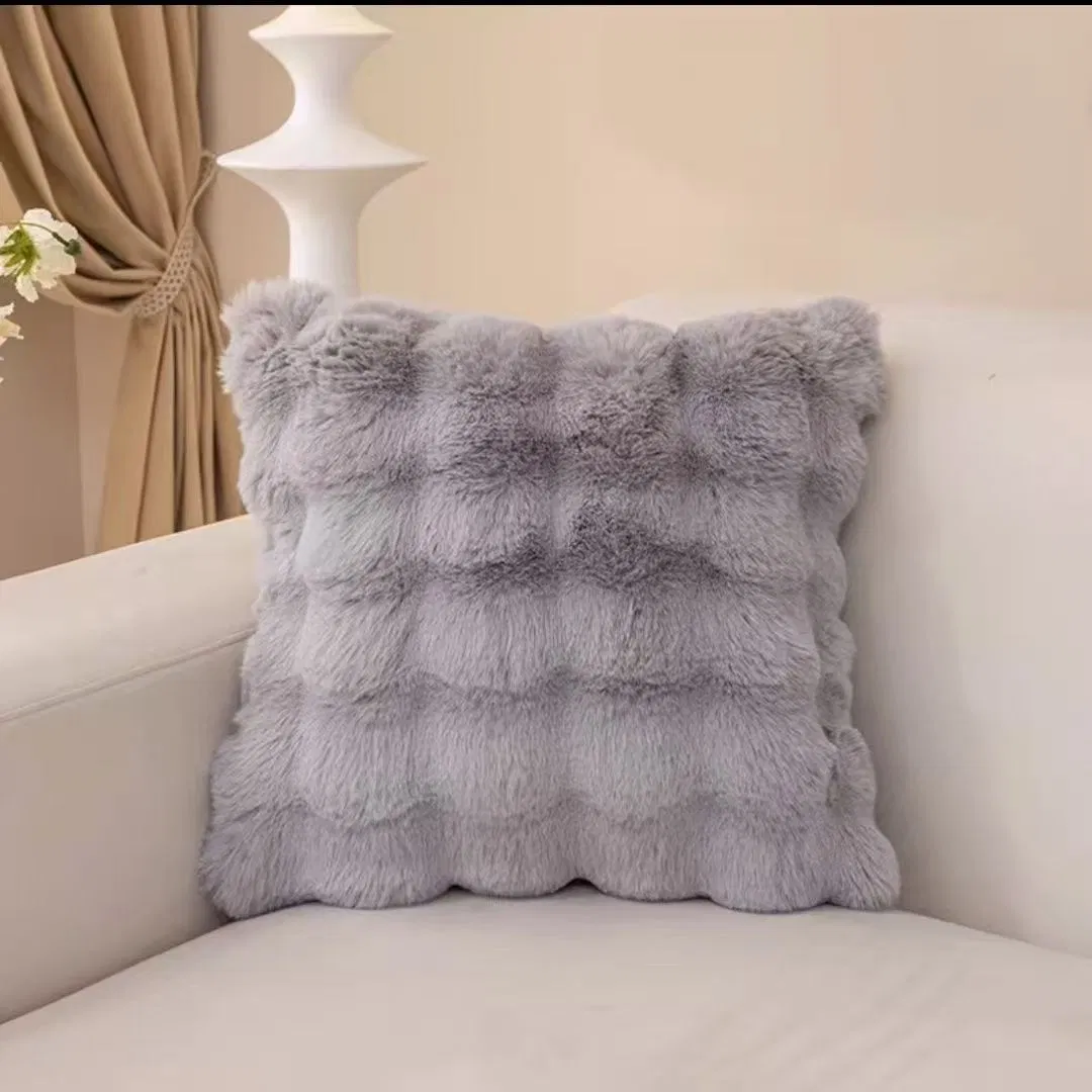 Dairui Wholesale Solid Color Faux Rabbit Hair Bubble Velvet Pillow Covers for Sofa Bedroom Living Room Decor