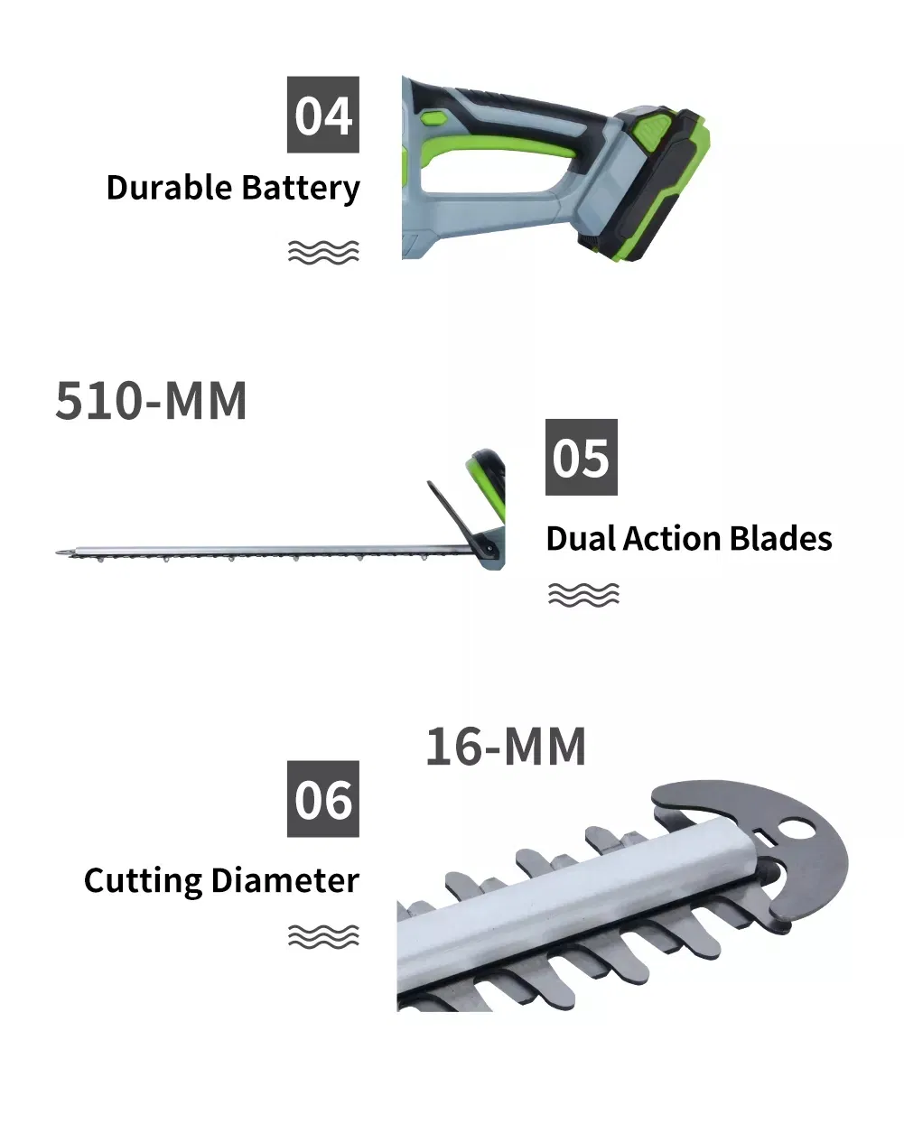 Lightweight Cordless Hedge Trimmer with Adjustable Cutting Length